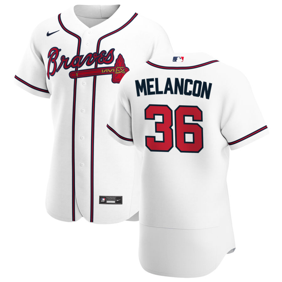 Atlanta Braves #36 Mark Melancon Men Nike White Home 2020 Authentic Player MLB Jersey